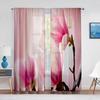 Pink Magnolia Spring Flowers Sheer Curtains for Living Room Bedroom Kitchen Hotel Decoration Chiffon Tulle Voile Window Curtain