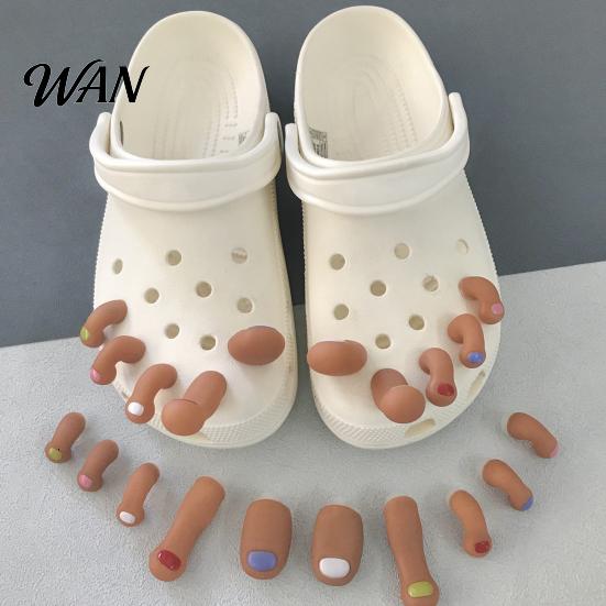 Toe Charms Nails 10Pcs Artificial Toes Set DIY 3D Shoes Decoration Comfortable Plastic Plugs with Realistic Shape Buckle Accessories for Party