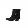 European and American Thick Heel Suede Belt Buckle Trouser Boots French Temperament Pointed Short Boots Women's Boots New In Autumn 2025