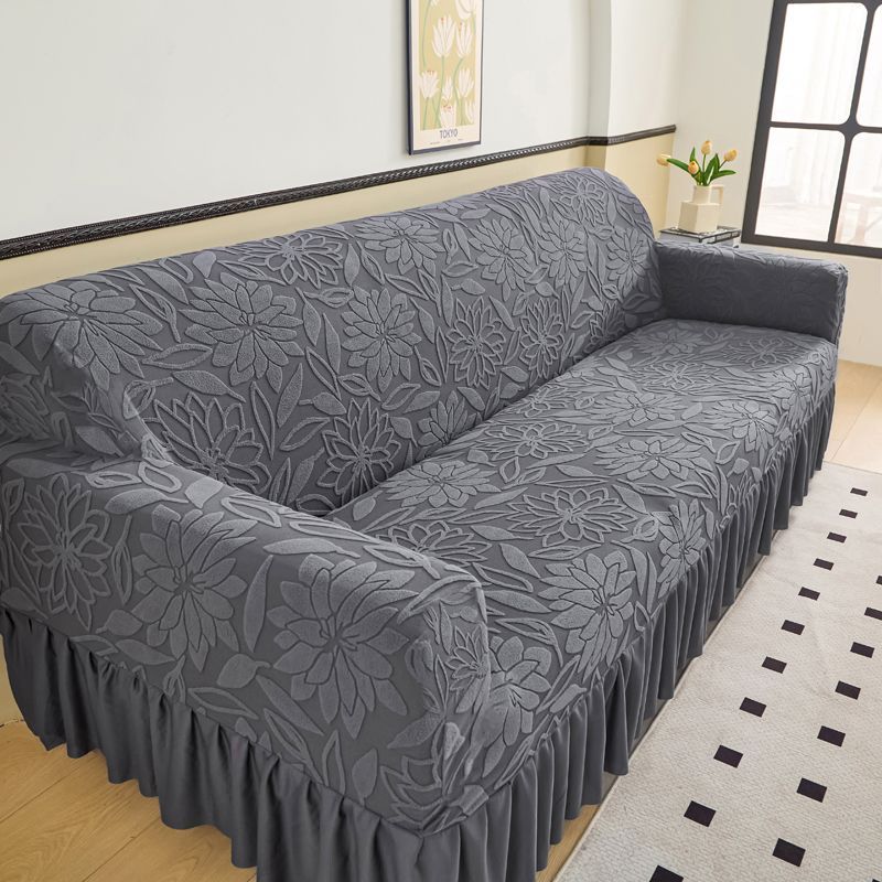 1pc Luxury Wrapped Sofa Cover with Pleated Skirt - Soft, All-Season for Living Room, Bedroom, Office, Sofa Covers for Living Room