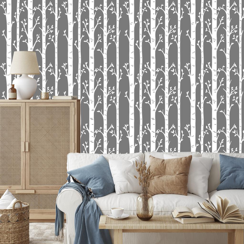 Birch wallpaper for living room and bedroom 50x1000