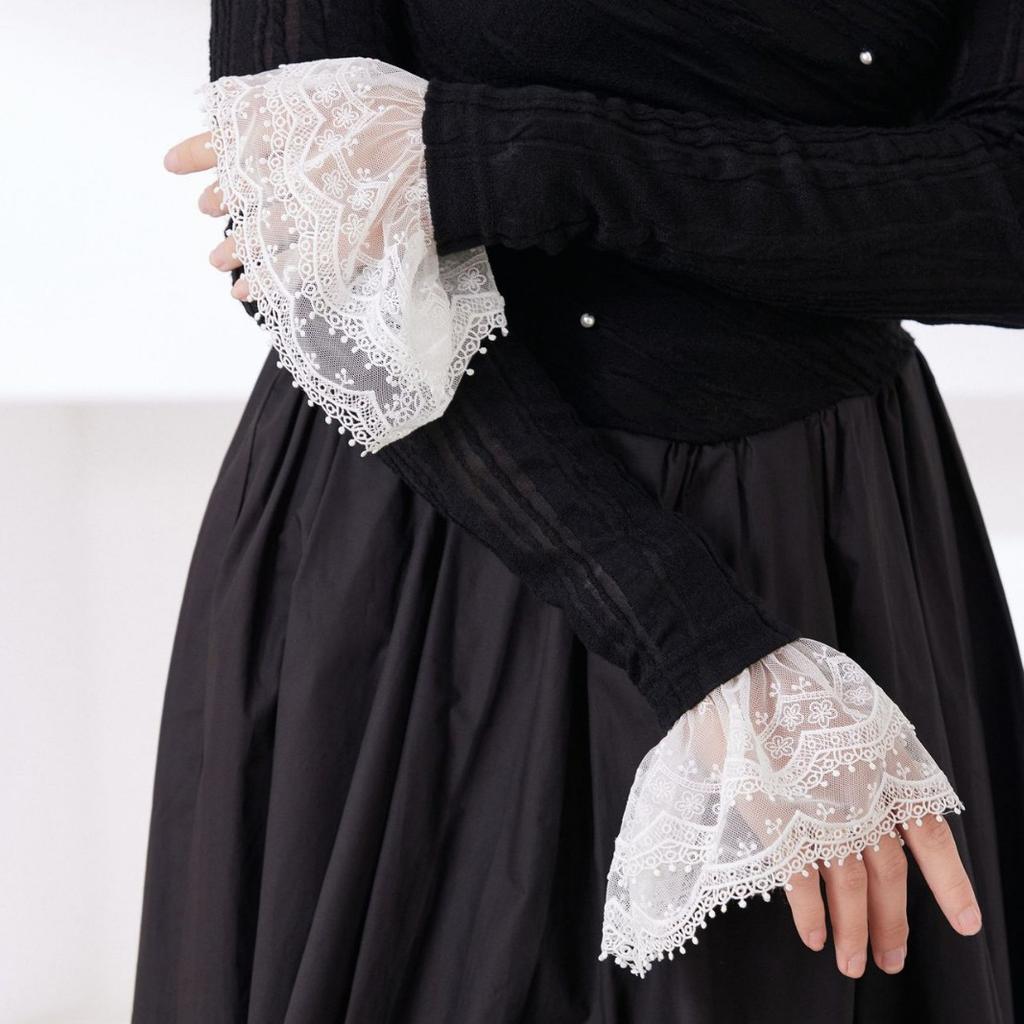 New Spot Lace Sleeves Double Mesh Embroidered Hand-sleeved Clothing Decorative Lace Cuff Accessories