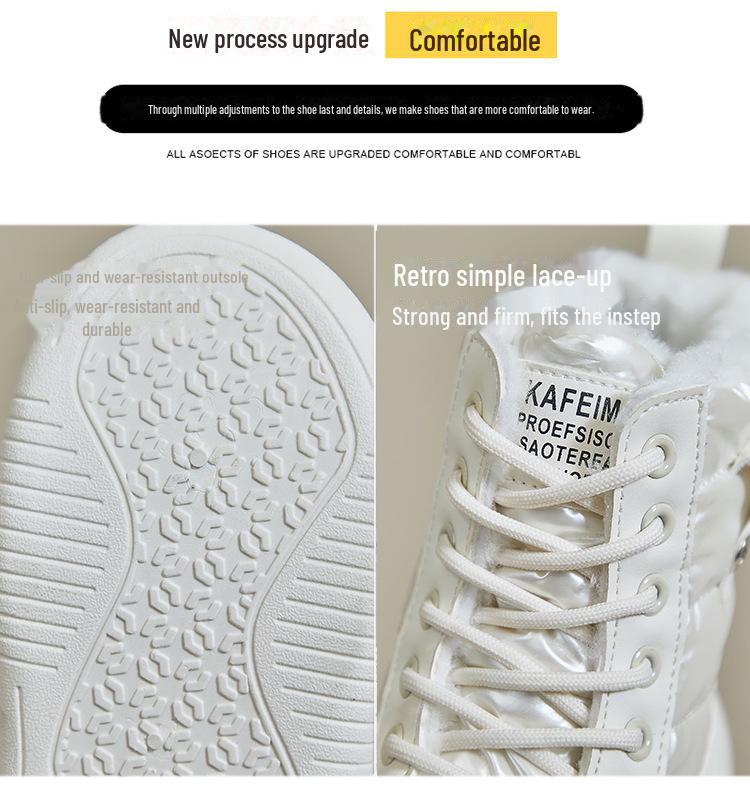 Женские бархатные высокие зимние ботинки - зимняя коллекция 2024 года, корейский стиль, теплая повседневная обувь из хлопка (ZY5867)