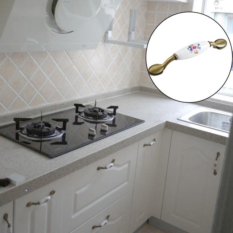 1 шт. ручка для шкафа в европейском стиле, керамическая ручка, винтажный синий цветок, одно отверстие, ручки для шкафа, ручки для ящиков шкафа