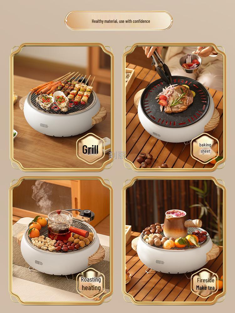 Электрический гриль и кострище двойного назначения: Набор для барбекю в помещении, варки, выпечки и угольная печь