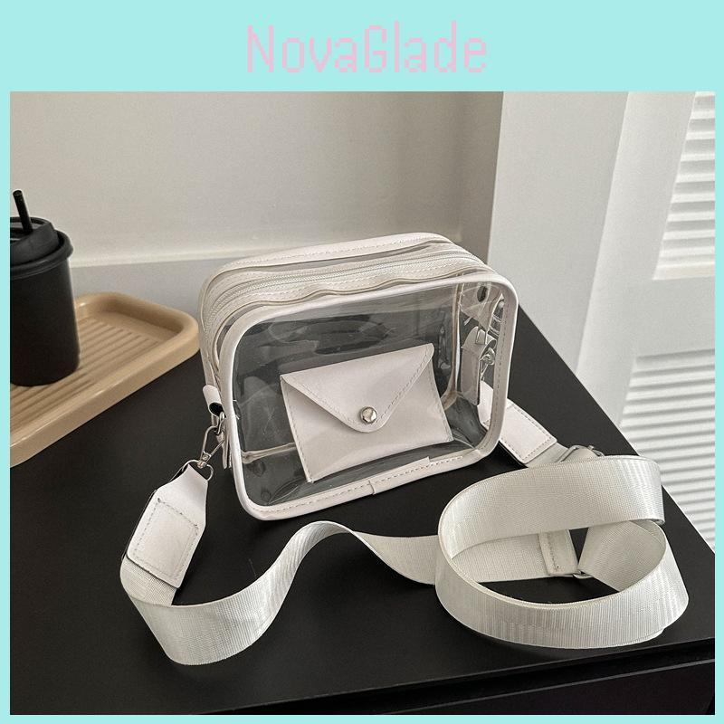 Trendy Small Pvc Purse With Inner Compartment And Zipper Closure For Casual Outings