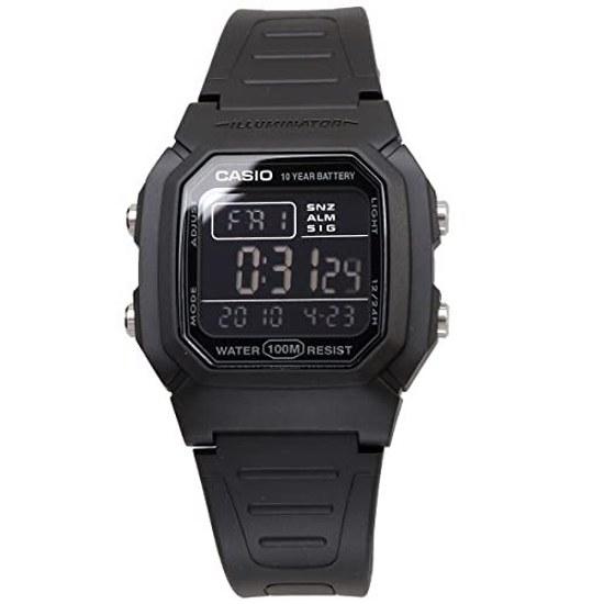CASIO Стандартные цифровые мужские наручные часы W-800H-1BV Черные с инверсным ЖК-дисплеем Модель для зарубежного рынка