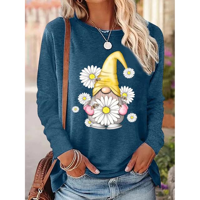 Футболки с длинными рукавами и забавным принтом для женщин, модный повседневный пуловер, осенние гномы, осенние повседневные топы в стиле Харадзюку с тыквой и принтом на День благодарения