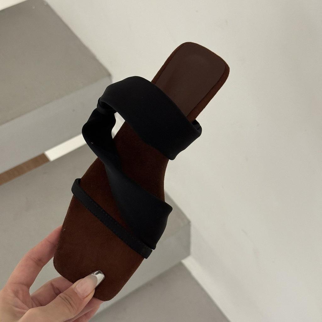 Цветовая гамма в стиле ретро Spice Girls! Замшевые сандалии с квадратным носком на танкетке, женские сандалии-обертывания с открытым носком