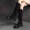 Retro High Boots Genuine Leather Fashion Side Zipper Knight Boots Thick Soled Women's Shoes