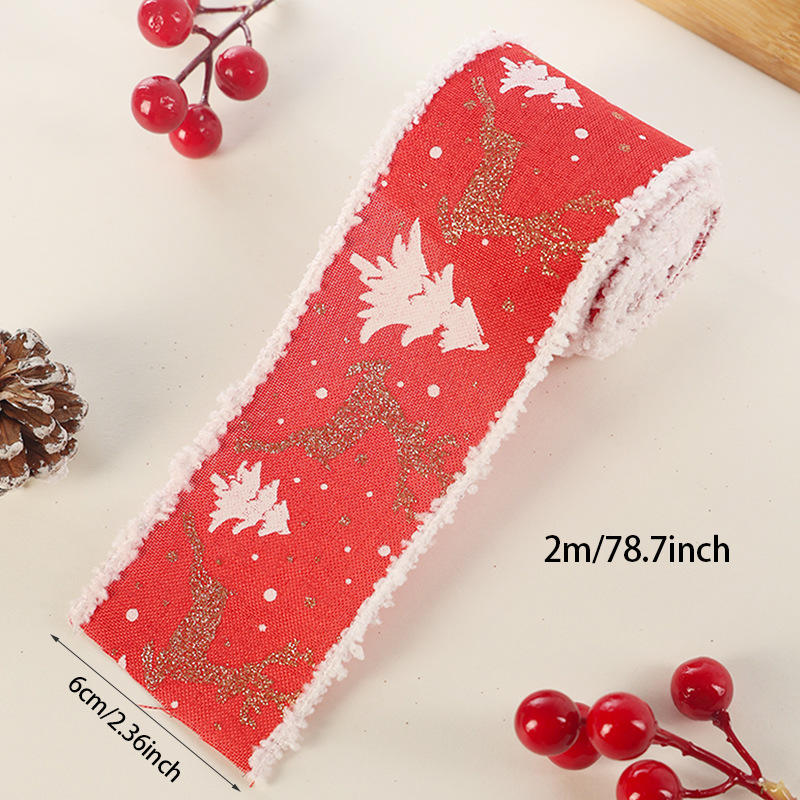 Креативная Милая Рождественская Проволочная Лента с Принтом Лося и Кружевом DIY Рулон Подарочная Упаковочная Лента для Праздничной Рождественской Вечеринки