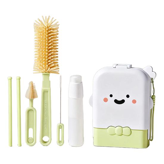 Cup Brush Food Grade Multifunctional 7-in-1 Cleaning Drying Set Portable Travel Storage Box Baby Feeding Bottle Cleaner
