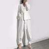 Korean Style Summer 2025 Women's White Suit: Fashionable Two-Piece with Wide-Leg Pants