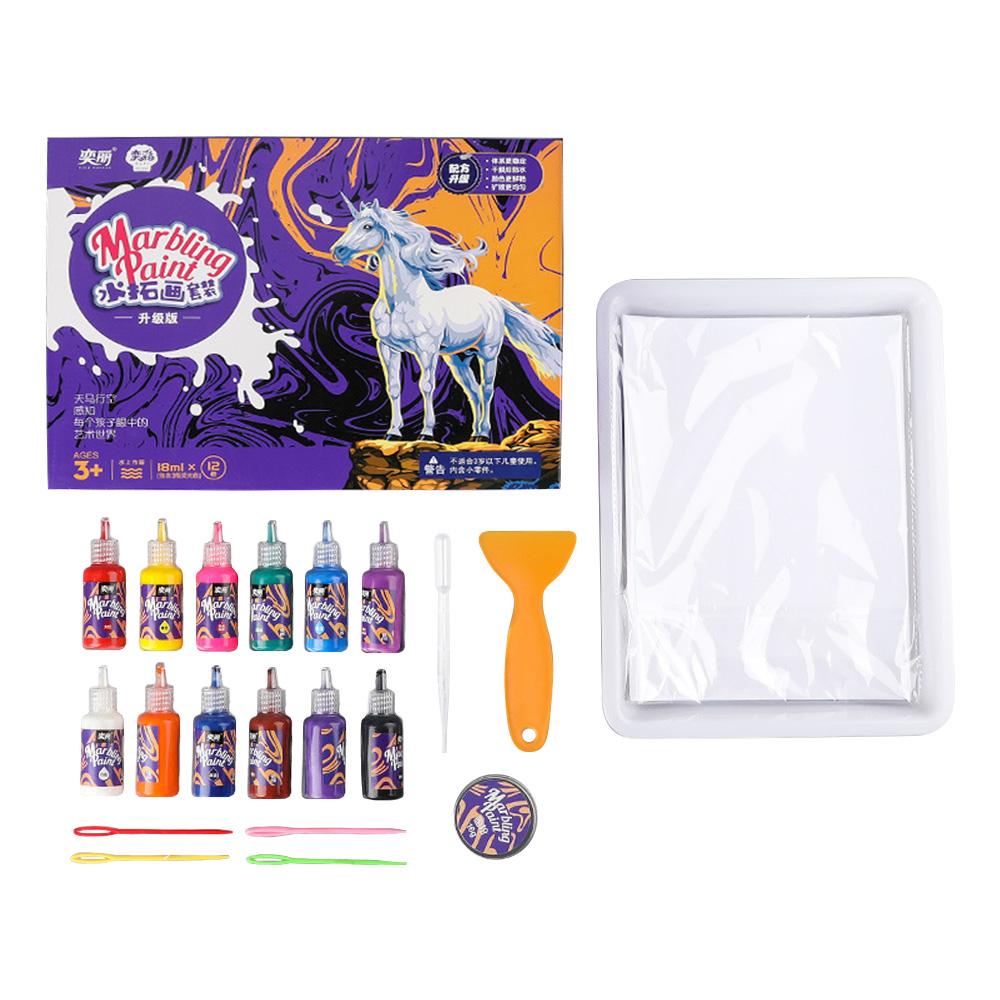 Набор красок для мрамора, 12 цветов, Perfect Water Art Paint Mate, безопасный и обучающий, искусство и ремесла