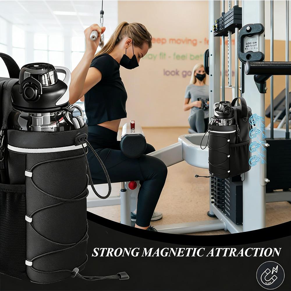 Magnetic Gym Bag Large Capacity Magnetic Carrier Bag With Phone Pocket Portable Fitness Water Bottle Pouch Accessories Organizer