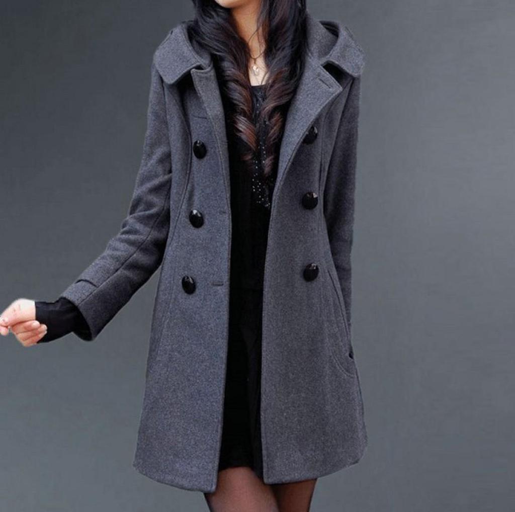 Autumn and Winter Thick Woolen Coat Women's Mid-length Hooded and Slim-fitting Woolen Coat