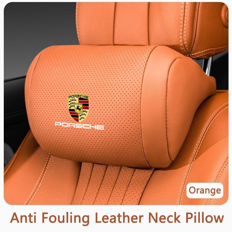 Car Headrest Seat Neck Support Soft Comfortable Neck Pillow For Porsche Cayenne Panamera Macan Boxster Cayman 718 911 Sticker VT6