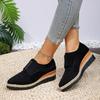 Модная женская обувь на танкетке, осенняя новинка, замшевая обувь с острым носком, глубоким вырезом, толстой подошвой, противоскользящая, износостойкая, низкая