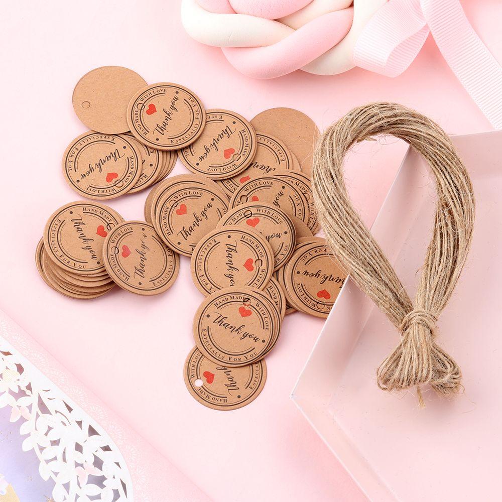 White Round Wedding Supplies Handcraft Kraft Paper Tags Thank You Labels Hang Tag Merry Christmas