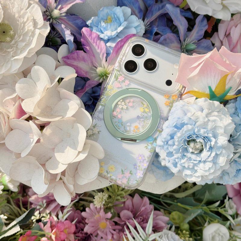 Чехол-подставка 360° «Весенние цветы» для Apple 17 Pro Max, Совместим с 16 Pro и Двухслойный 15 Pro