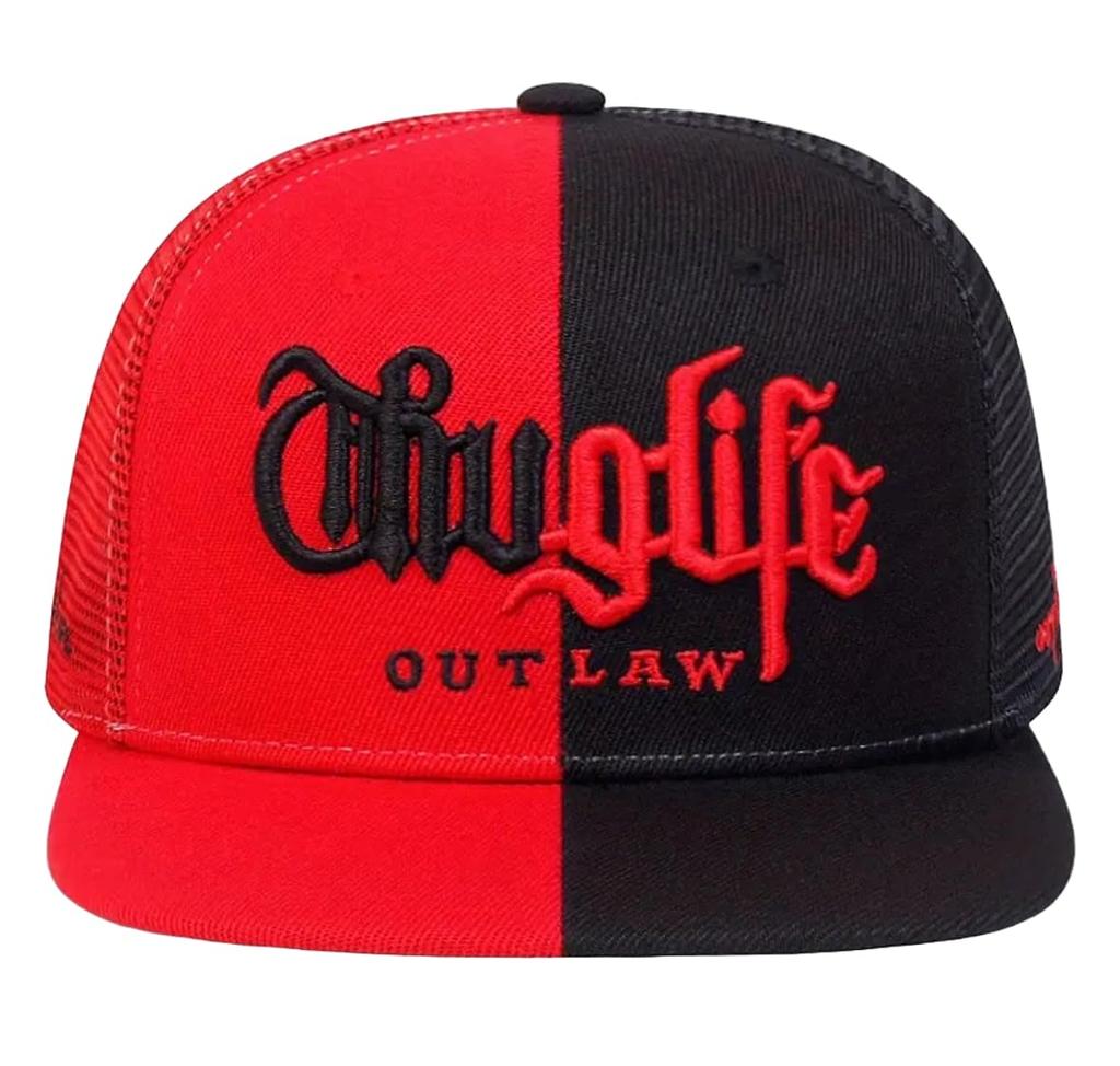 [sproutsy] Men's Hip Hop Mesh Cap, Snapback (Red + Black)