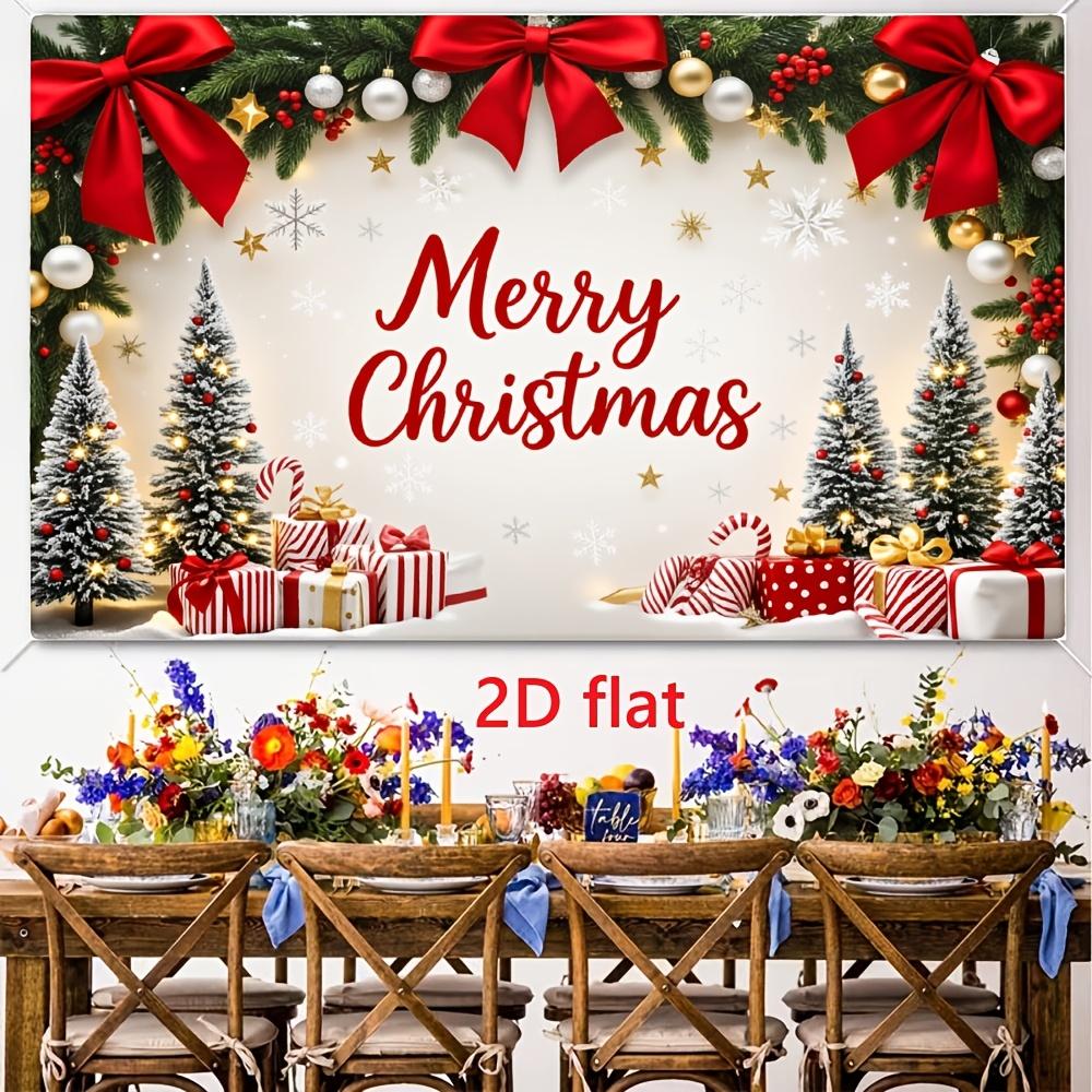 Two-dimensional flat background banner, featuring holiday decorations such as Christmas trees, suitable for party decoration