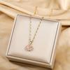 New Cute Romantic Pink Sakura Pendant Stainless Steel Necklaces For Women Korean Fashion Female Sexy Clavicle Chain Jewelry Gift