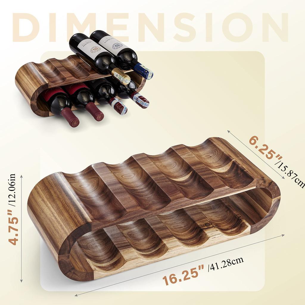 Подставки для вина для столешницы, держатель для бутылок, деревянные стойки для хранения вина, маленький органайзер для винных стоек, деревенская винная стойка, прочная, 2-ярусная,