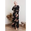 Women's Black Floral Patterned Hijab Dress