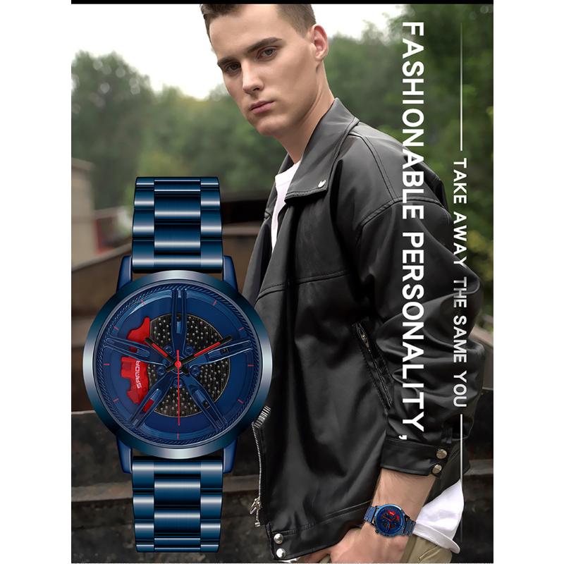 SANDA Новые мужские часы Модные мужские трендовые часы с полым циферблатом Водонепроницаемая концепция водонепроницаемых мужских автомобильных вращающихся кварцевых часов