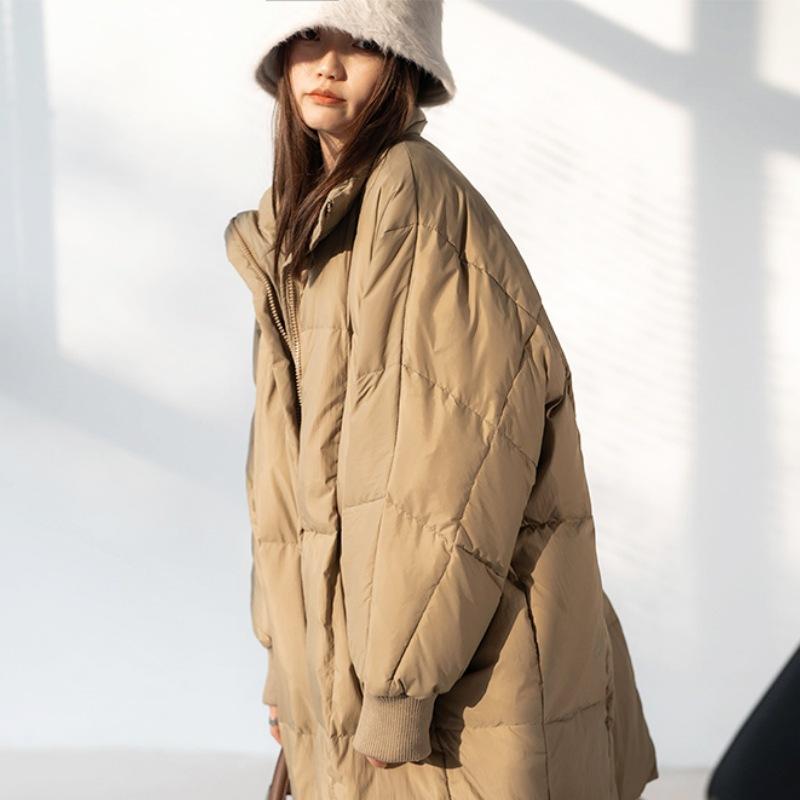 Новая женская зимняя длинная пуховая куртка свободного кроя ниже колена, модные пуховики