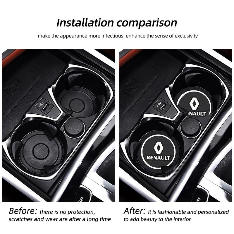 2Pcs Renault Car Badge Water Cup Holder Anti-slip Coaster Pads For Renault ZOE QM6 Austral Kardian Rafale Kangoo Arkana Clio Kol R777