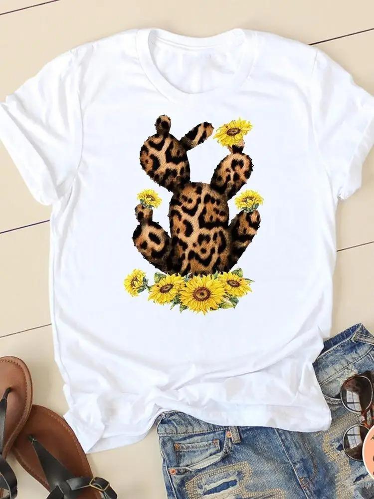 Акварельная смешная футболка с принтом Летний тренд Белая с коротким рукавом Горловина Повседневная Спортивная Эстетичная одежда Харадзюку Женские футболки