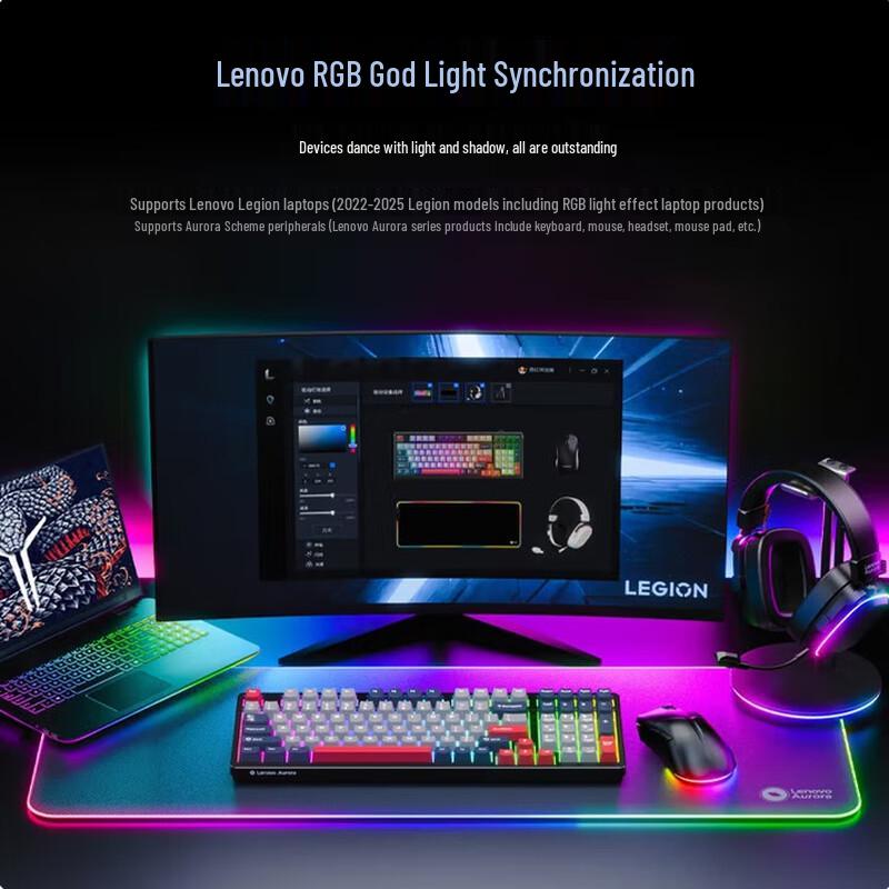Lenovo Aurora Series Tri-Mode Hot-Swappable RGB Mechanical Keyboard