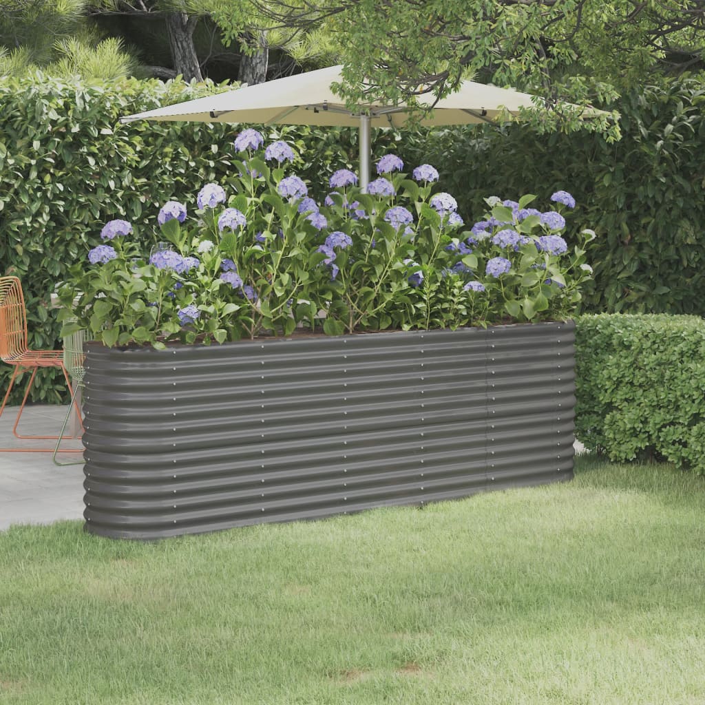 Raised Garden Bed Galvanized Steel 224 x 40 x 68 cm Gray