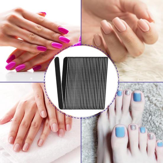 20/100Pcs 100/180 Grit Wooden Nail Files Compact Portable Multipurpose DIY Disposable Nail Files Manicure Tool Set