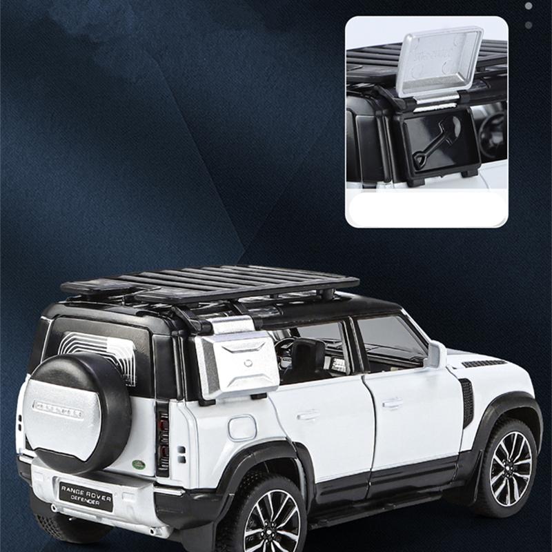 1/32 Range Rover Defender SUV, модель автомобиля из сплава, литая под давлением металлическая игрушка, внедорожник, модель автомобиля, имитация звука и света, подарок для детей