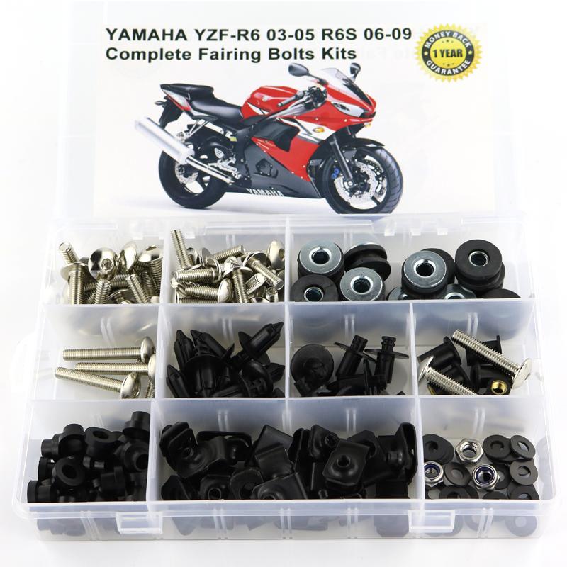 Fit For Yamaha YZF-R6 R6 2003-2005 R6S 2006-2009 Motorcycle Complete Full Fairing Bolts Kit Clips Nuts Steel