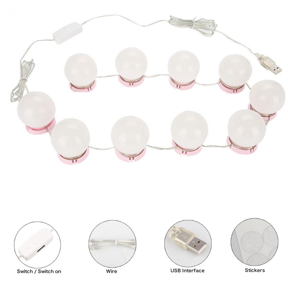 USB LED Vanity Mirror Light with 10 Hollywood Bulbs