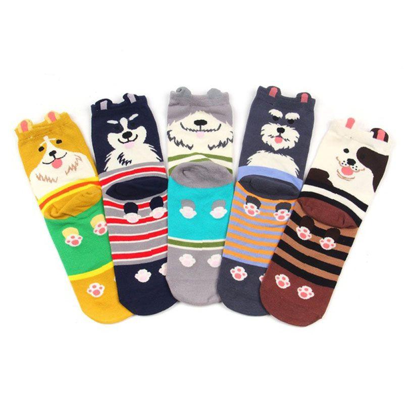 Premium Quality Womens Cotton Socks Featuring Cute Cartoon Dog Motif