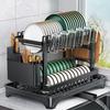 2 Layers Space Saving Dish Drying Rack Countertop Household Dish Storage Holder Kitchen Organizers And Storage With Drainboard