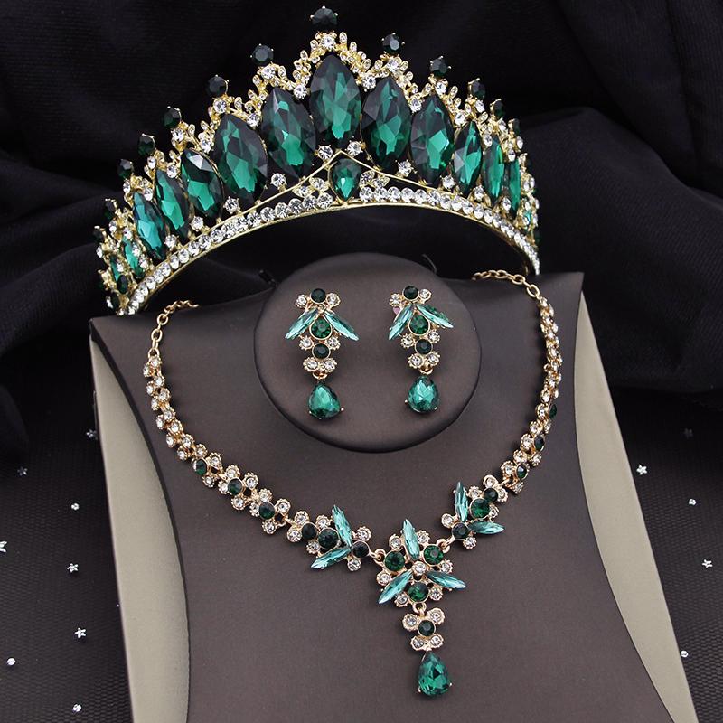 Великолепные хрустальные свадебные комплекты ювелирных изделий для женщин, тиара, корона, ожерелье, серьги, свадебные комплекты, выпускной, комплекты ювелирных изделий в Дубае, конкурс