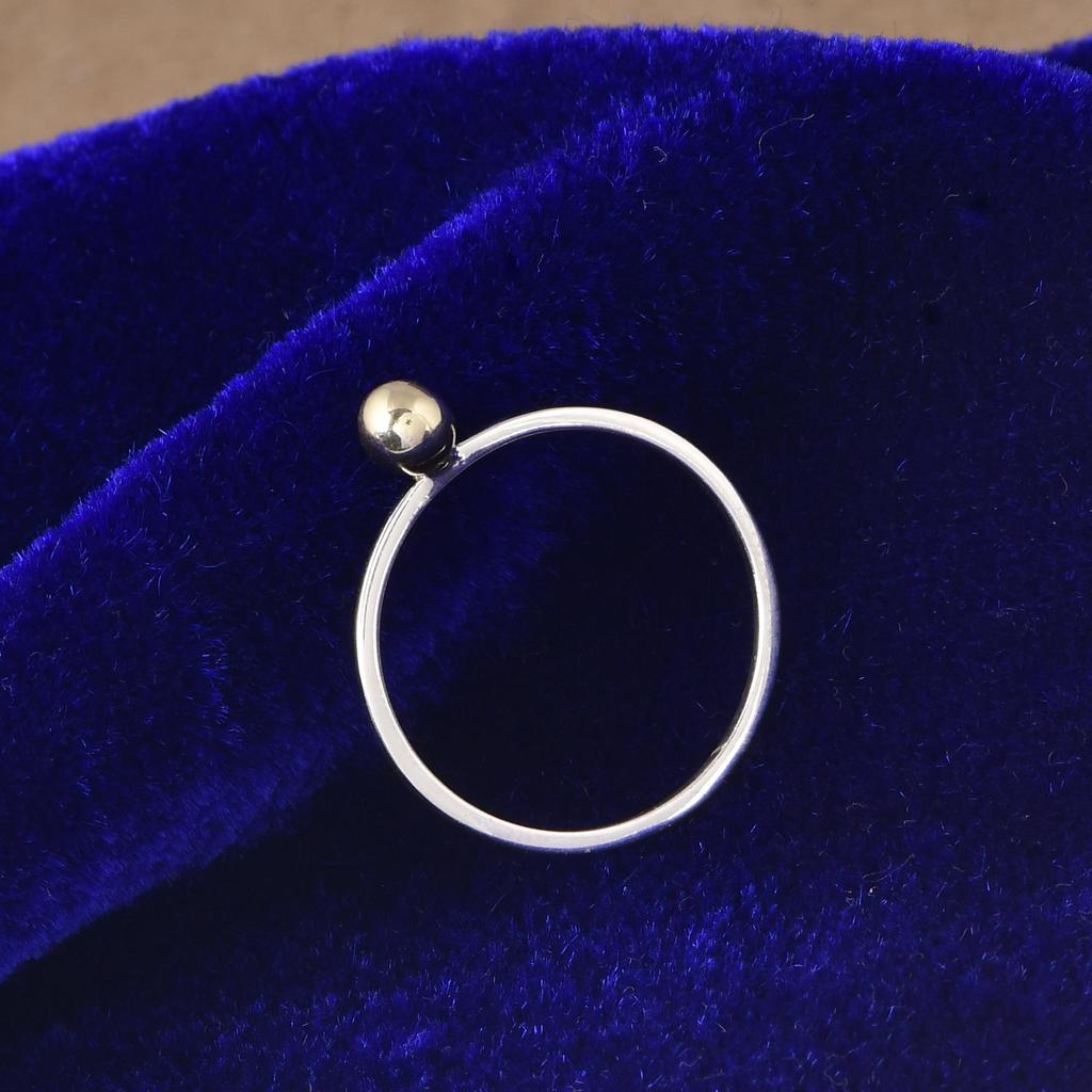 Двухцветное латунное кольцо-шарик из стерлингового серебра 925 пробы, минималистичное кольцо для stacking, подарок для нее, любовь, годовщина.