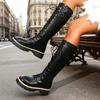 Large Size Thick Heel Platform Boots Winter New Versatile Lace-up But Knee Knight Boots