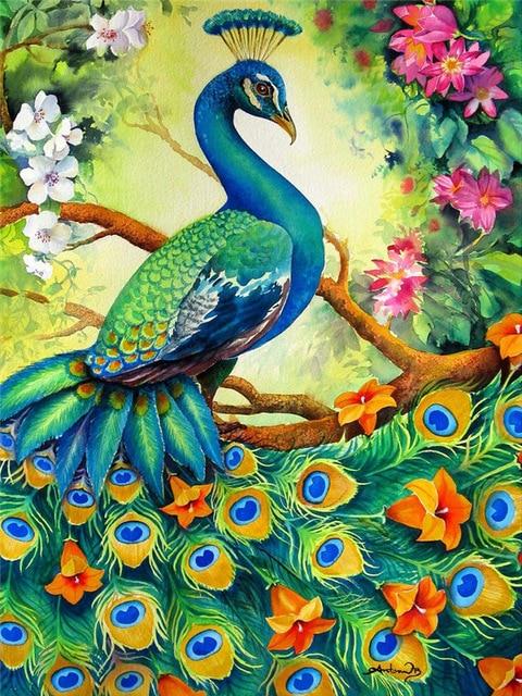 Полный дрель квадратная алмазная живопись Павлин картина со стразами Алмазная вышивка животное вышивка крестиком Декор для дома