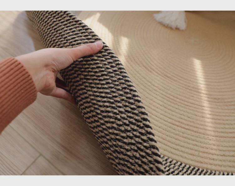 Роскошный японский ротанговый джутовый ковер: Круглый коврик для гостиной и когтеточка для кошек