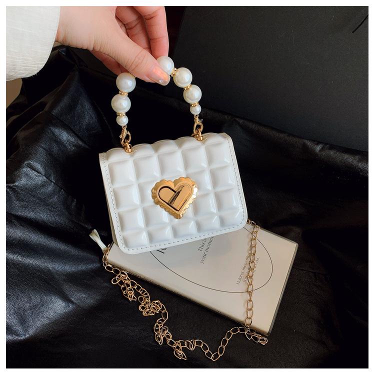 Elegant pearl handbag for women, chain small square bag, cute and fresh, shoulder bag, crossbody bag