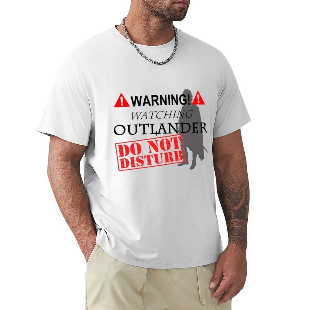Warning Watching Outlander Do Not Disturb Tshirt Basic Crew Neck Short Sleeve Top