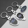 TVEI7 3DMetal/Leather Car Keychain Badge Emblem For Ford Fiesta Focus MK2 Mondeo Kuga Galaxy C-Max S-Max Key Chain Rings Accessories