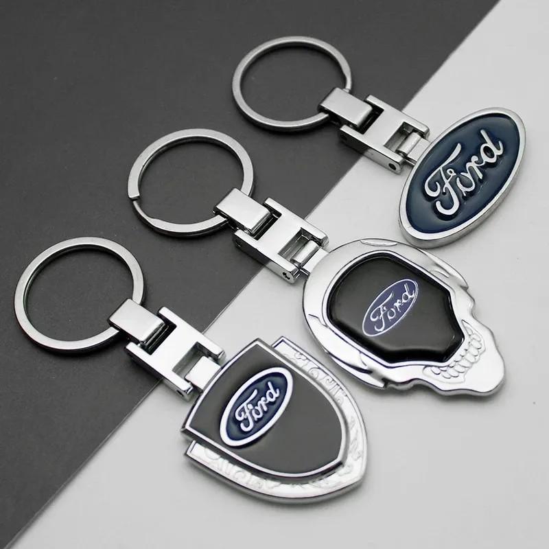 TVEI7 3DMetal/Leather Car Keychain Badge Emblem For Ford Fiesta Focus MK2 Mondeo Kuga Galaxy C-Max S-Max Key Chain Rings Accessories